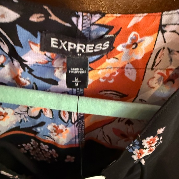 Express Black Floral Blouse with Orange Accents - Picture 7 of 9